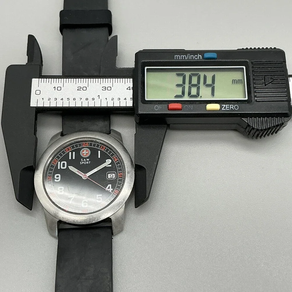Victorinox S.A.W. Sport Mens Watch 38mm Black Dial Date Swiss Made New Battery